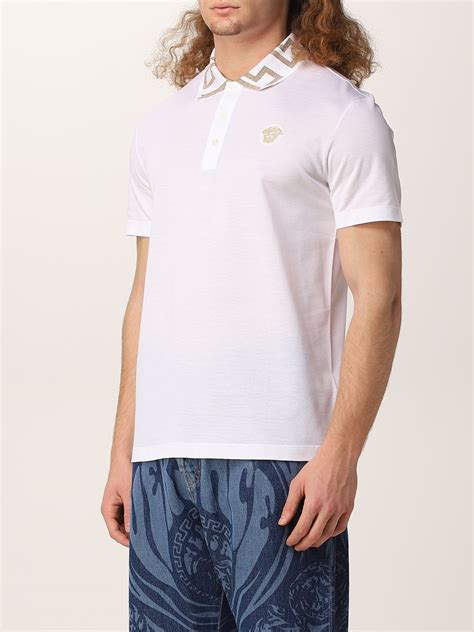 versace collection polo white|versace men's polo shirt sale.